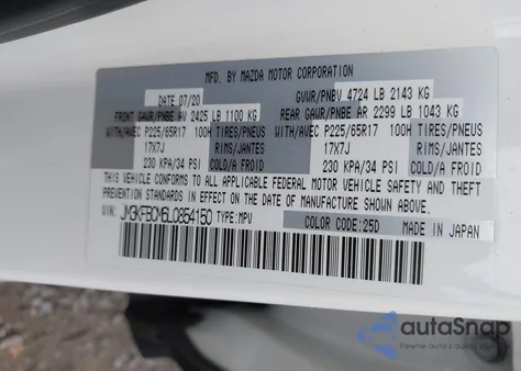 2020 Mazda Cx-5 Touring from USA, damaged, VIN JM3KFBCM6L0854150
